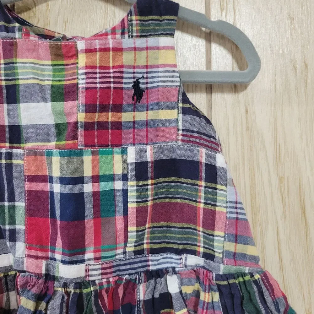 Ralph Lauren Plaid Patchwork Ruffle Baby Dress 6M